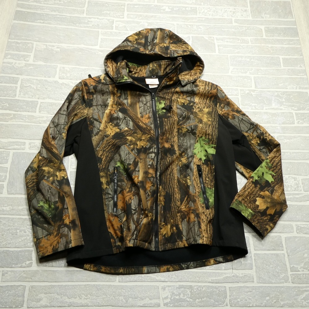 Aqua Stop Camo Jacket Adult 2XL Woodland Foliage Softshell Hooded Winbreaker
